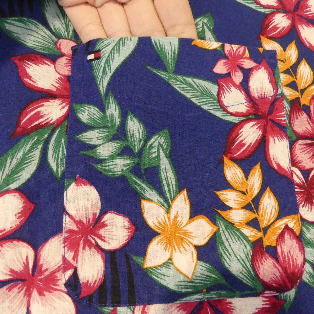 Tommy Hilfiger Shirt Mens 2XL Floral‎ Hawaiian Linen Cotton Custom Fit - Picture 4 of 6
